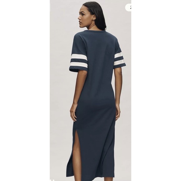 NWOT Anthropologie Daily Practice Graphic T-shirt Midi Dress Navy/White XS - Picture 3 of 10